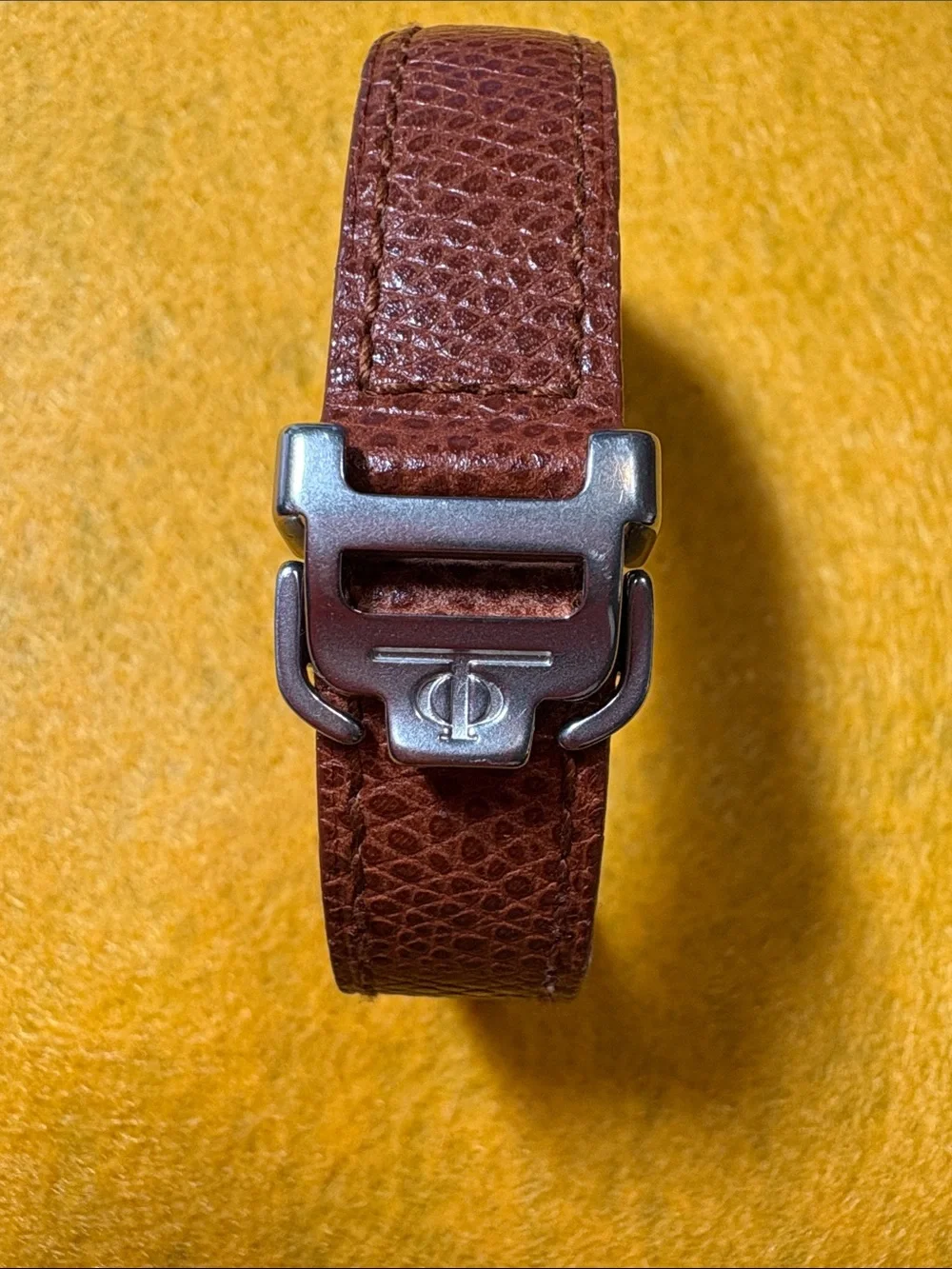 ⌚️”Baume & Mercier”Men's Rectangle Brown Leather Strap, Stainless Steele Watch.